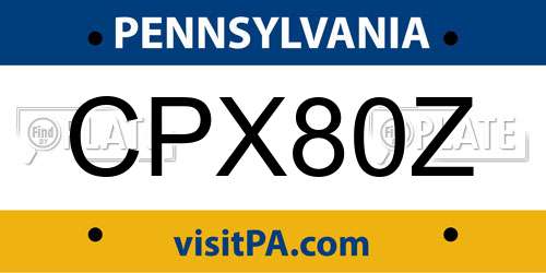 CPX80Z Pennsylvania License Plate