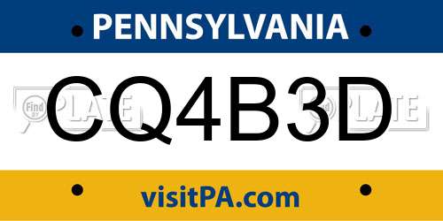 CQ4B3D Pennsylvania License Plate