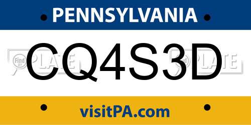 CQ4S3D Pennsylvania License Plate
