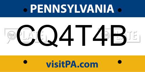 CQ4T4B Pennsylvania License Plate