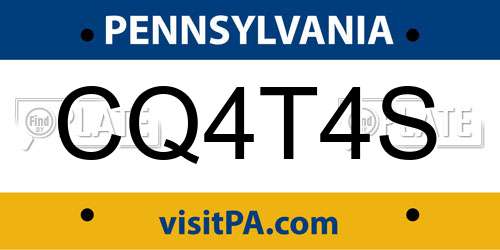 CQ4T4S Pennsylvania License Plate