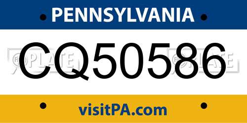 CQ50586 Pennsylvania License Plate
