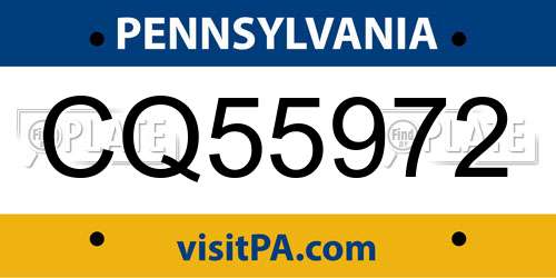 CQ55972 Pennsylvania License Plate
