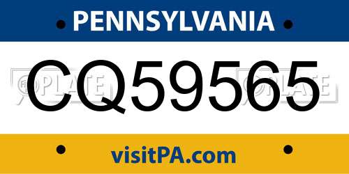 CQ59565 Pennsylvania License Plate
