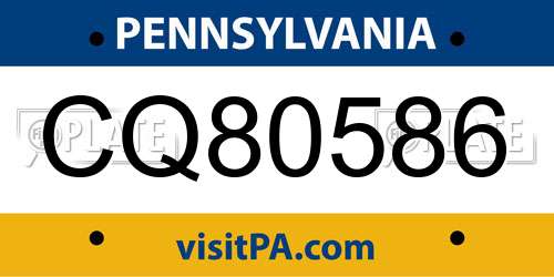 CQ80586 Pennsylvania License Plate