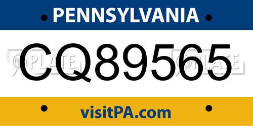 CQ89565 Pennsylvania License Plate