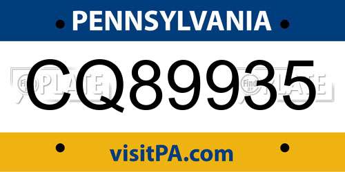 CQ89935 Pennsylvania License Plate