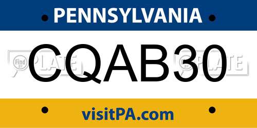 CQAB30 Pennsylvania License Plate