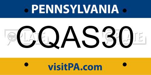 CQAS30 Pennsylvania License Plate