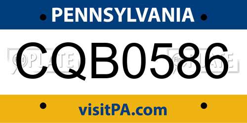 CQB0586 Pennsylvania License Plate