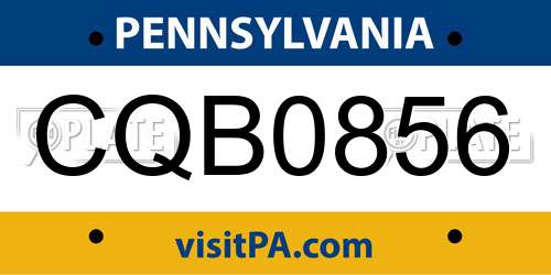 CQB0856 Pennsylvania License Plate