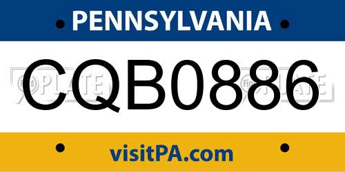 CQB0886 Pennsylvania License Plate