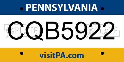 CQB5922 Pennsylvania License Plate