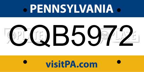 CQB5972 Pennsylvania License Plate