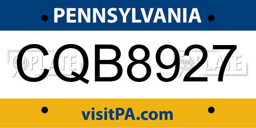 CQB8927 Pennsylvania License Plate