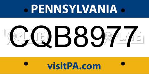 CQB8977 Pennsylvania License Plate