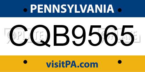 CQB9565 Pennsylvania License Plate
