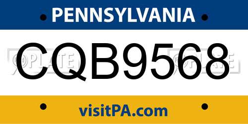 CQB9568 Pennsylvania License Plate