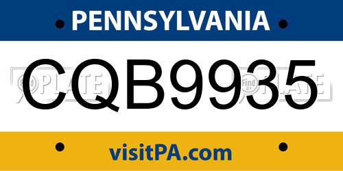 CQB9935 Pennsylvania License Plate
