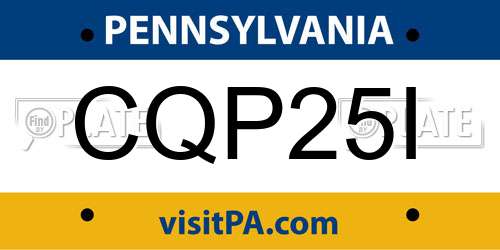CQP25I Pennsylvania License Plate