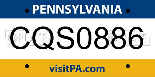 CQS0886 Pennsylvania License Plate