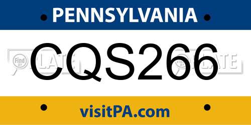 CQS266 Pennsylvania License Plate