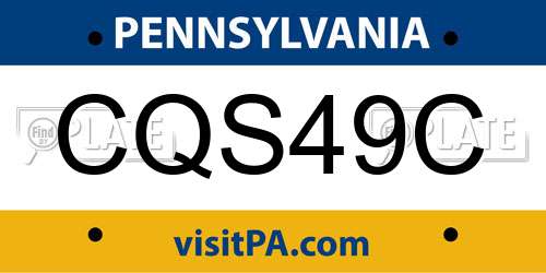 CQS49C Pennsylvania License Plate