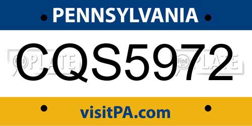 CQS5972 Pennsylvania License Plate