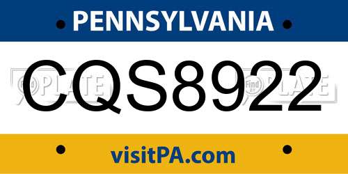 CQS8922 Pennsylvania License Plate