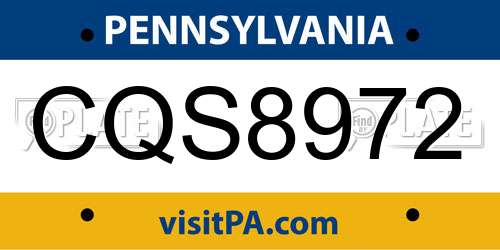 CQS8972 Pennsylvania License Plate
