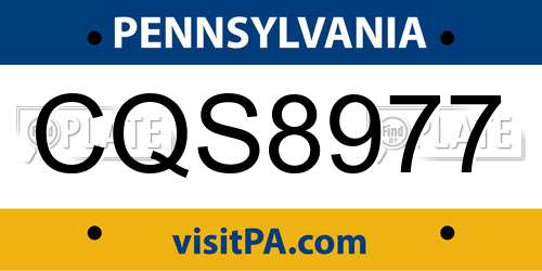 CQS8977 Pennsylvania License Plate