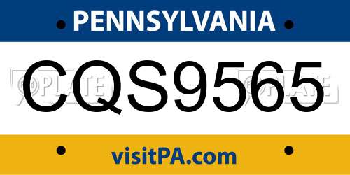 CQS9565 Pennsylvania License Plate