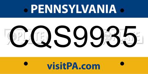 CQS9935 Pennsylvania License Plate