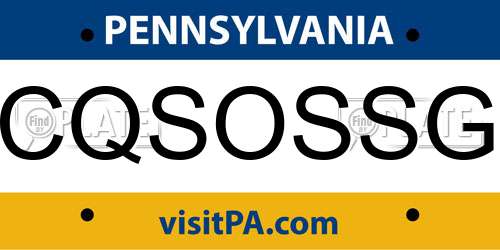 CQSOSSG Pennsylvania License Plate
