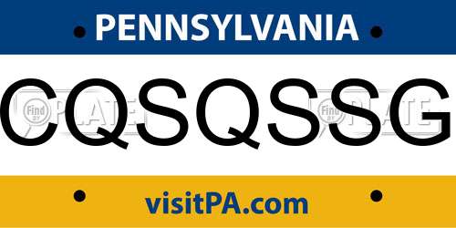 CQSQSSG Pennsylvania License Plate