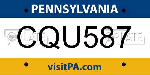 CQU587 Pennsylvania License Plate