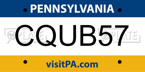 CQUB57 Pennsylvania License Plate