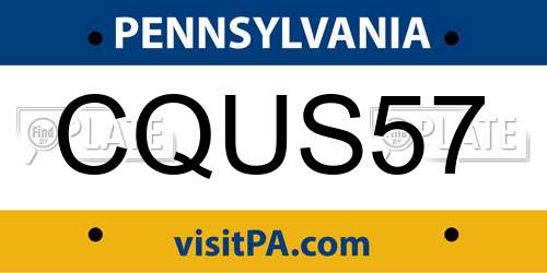 CQUS57 Pennsylvania License Plate