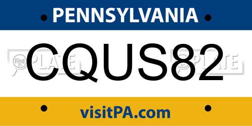 CQUS82 Pennsylvania License Plate