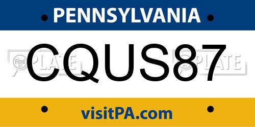 CQUS87 Pennsylvania License Plate
