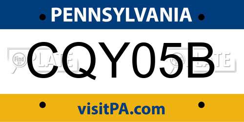 CQY05B Pennsylvania License Plate