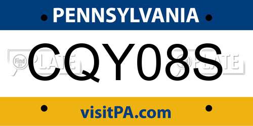 CQY08S Pennsylvania License Plate