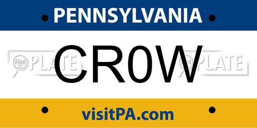 CR0W Pennsylvania License Plate