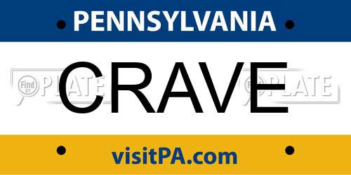 CRAVE Pennsylvania License Plate