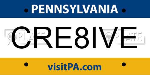 CRE8IVE Pennsylvania License Plate
