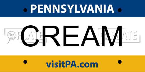 CREAM Pennsylvania License Plate