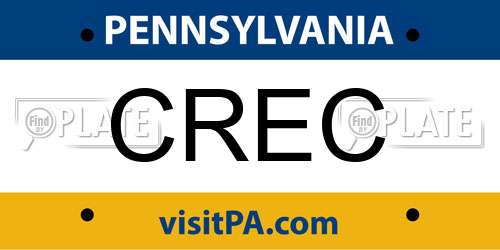 CREC Pennsylvania License Plate