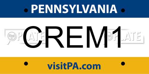 CREM1 Pennsylvania License Plate