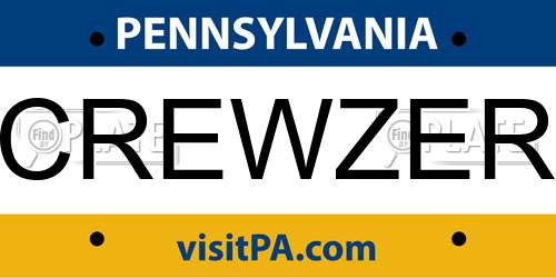 CREWZER Pennsylvania License Plate
