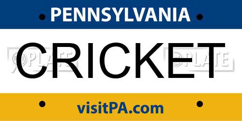 CRICKET Pennsylvania License Plate